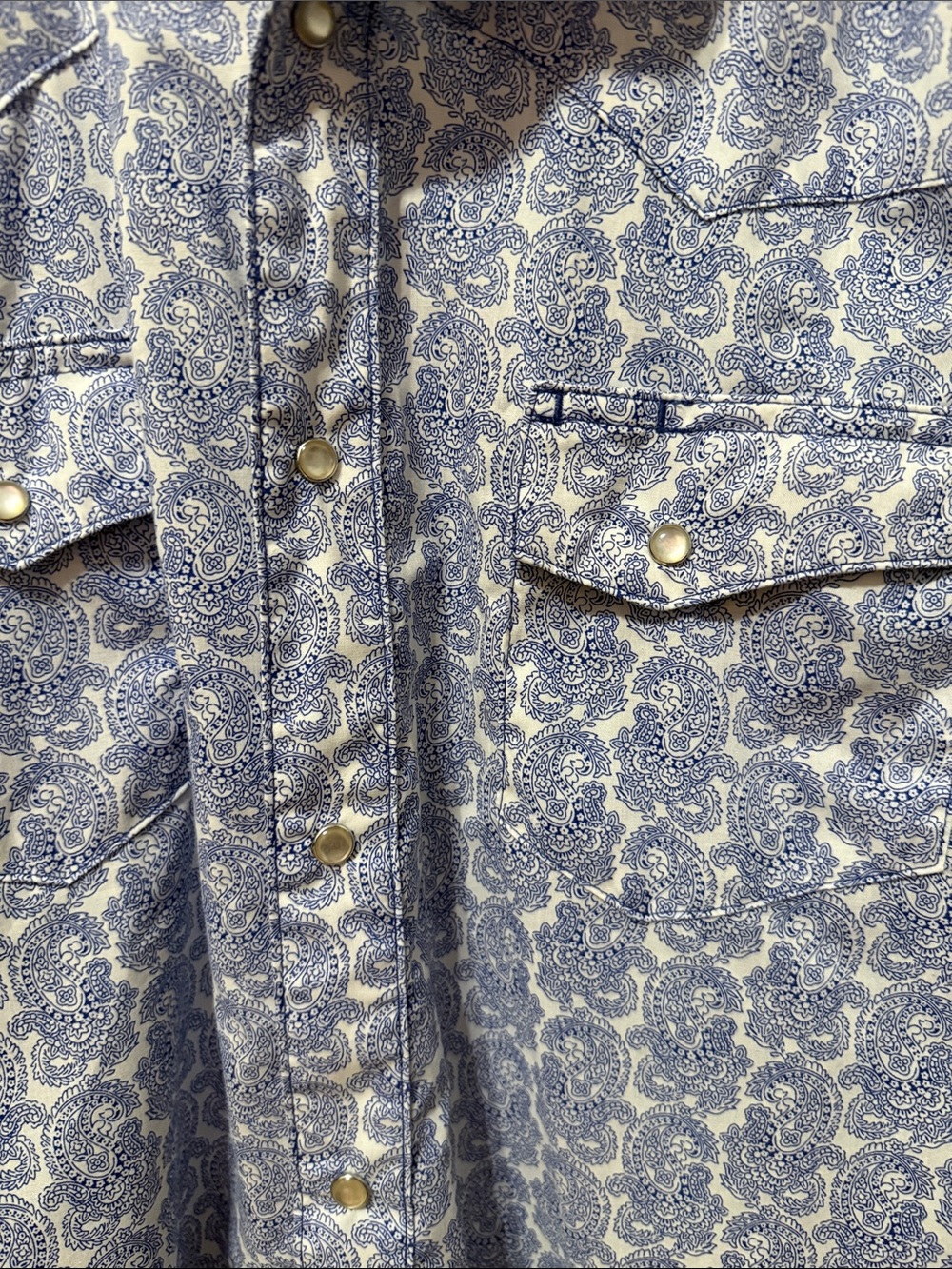 Wrangler Light Blue Paisley Pearl Snap Short Sleeve Western Shirt - Picture 3 of 5